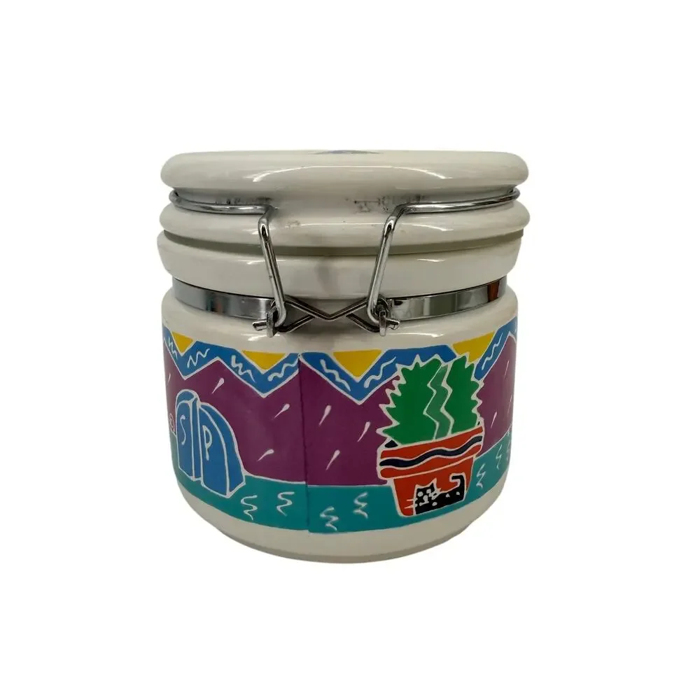 Vtg Chaleur Judith Geiger 1987 3Pc Ceramic Canister Set Postmodern Memphis Style